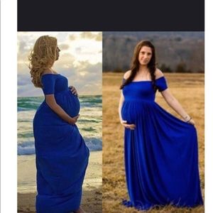 Royal Blue Long Maternity Photo shoot dress